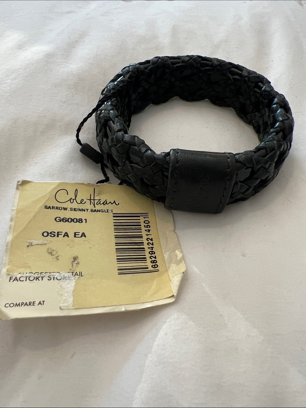 Vintage Cole Haan Black Braided Leather Wrap Bracelet
